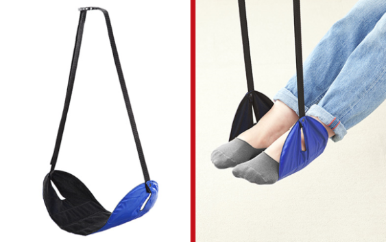 Clever travel foot hammock is just the thing for the long flight to Japan